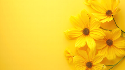 Yellow Flower Banner with Copy Space for Postcards and Cards