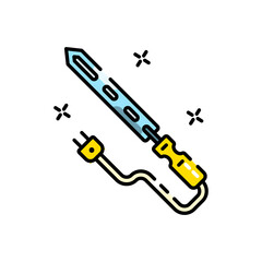 Pixel Art Soldering Iron With Power Cord On Transparent Background Illustration