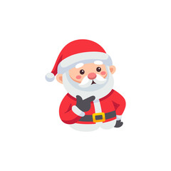 Whimsical Cartoon Santa Claus With White Beard Wearing Red Suit And Hat Holding Gift Bag With Transparent Background Festive Christmas Character