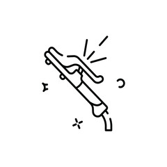 Welding Torch Line Art Icon Transparent Background with Sparkles and Industrial Feel