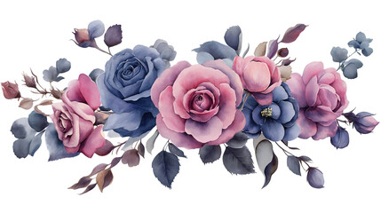Delicate Watercolor Bouquet with Roses and Branches in Soft Hues