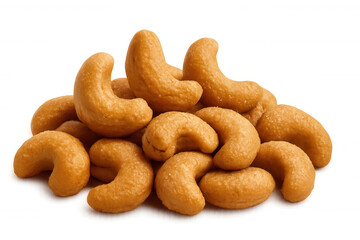 Fototapeta premium Cashew nuts roasted, salted, forming a pile, ready for healthy snacking with a transparent background
