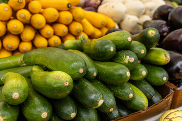 Zuchinni for sale on display at the Union Square Farmers Market in New York City on Wednesday, Oct. 8, 2025. (Photo: Gordon Donovan)
