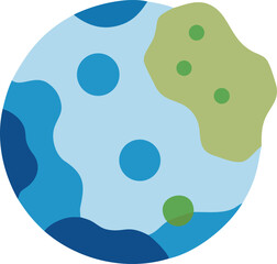 Simplified vector illustration of an earth globe icon, featuring recognizable continents and ocean outlines.