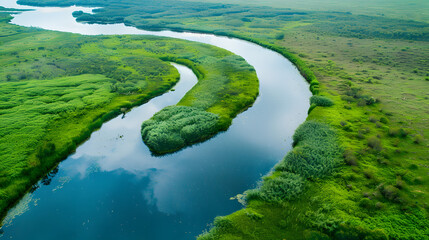 CurvingRiverInGreenWetlands