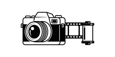 Vintage camera illustration showcasing a classic design with film roll, perfect for photography themes