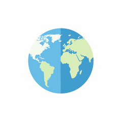 Naklejka premium Flat design illustration of the Earth globe icon showing continents and oceans, representing global communication, international travel, or worldwide connection