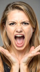 Woman screaming in anger