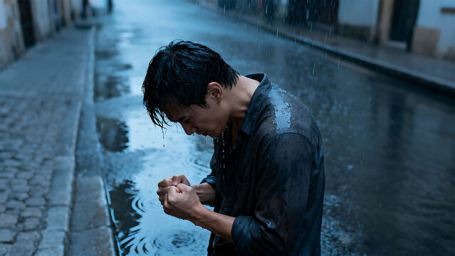 resiliencia, fuerza, inspiraci&oacute;n, motivaci&oacute;n, lluvia , hombre ,actitud