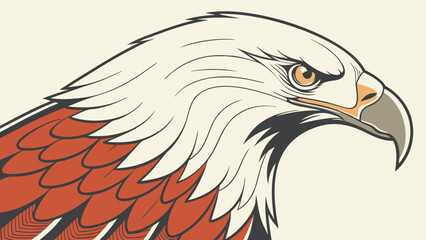 Fototapeta premium Eagle Head Profile Bird of Prey Vector Illustration Wildlife Art Animal Portrait Majestic Bird Fierce Bird Raptor Feathers Detailed Vintage Style Graphic Design Element Emblem Logo.