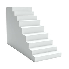A plain white staircase ascends against a black background, simple and minimalistic