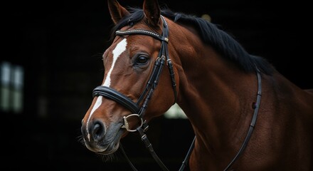  Majestic Horse:  The captivating beauty of a horse, its rich brown coat gleaming under the light. The horse stands as a testament to natural elegance.