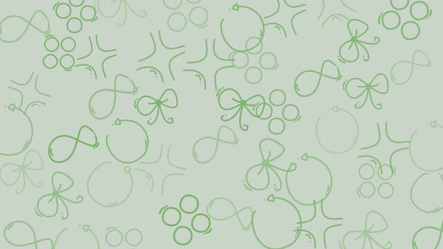 Soft mint background dotted with delicate, pastel-green bow and loop doodles forming a seamless, playful pattern across!