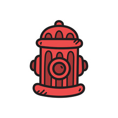 Red Fire Hydrant Icon Symbol With Simple Cartoon Style Isolated On White Background Digital Art