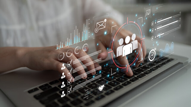 A dashboard for customer relationship management (CRM). The data analysis and market research help to identify a target audience and understand customer reviews and behavior. Fermion