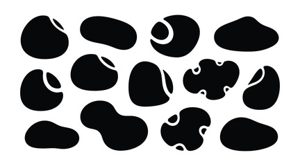 Illustration of set of abstract black organic shapes