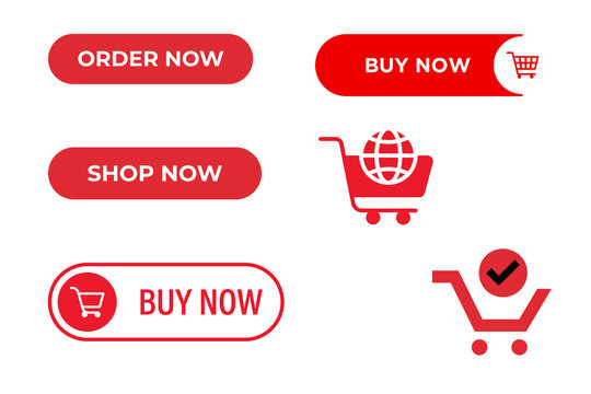 Buy now and shopping cart icons set for online store and marketing promotions