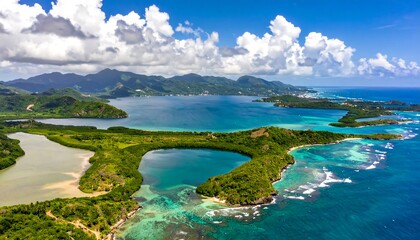 Stunning aerial view of tropical coastline