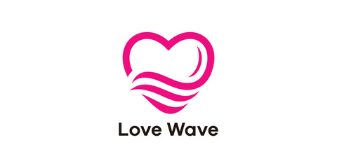 Love Wave Heart Romance Logo Design