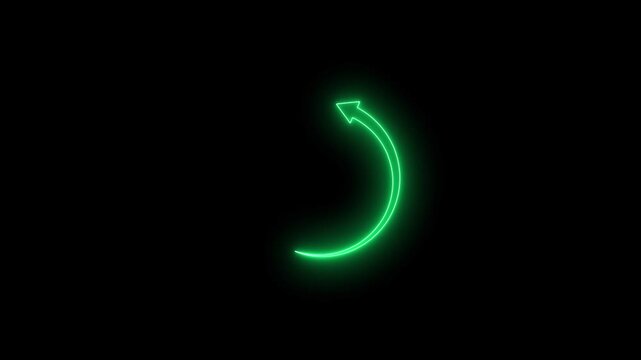 Rotating circle arrows neon bright lime green color animation 4k video.