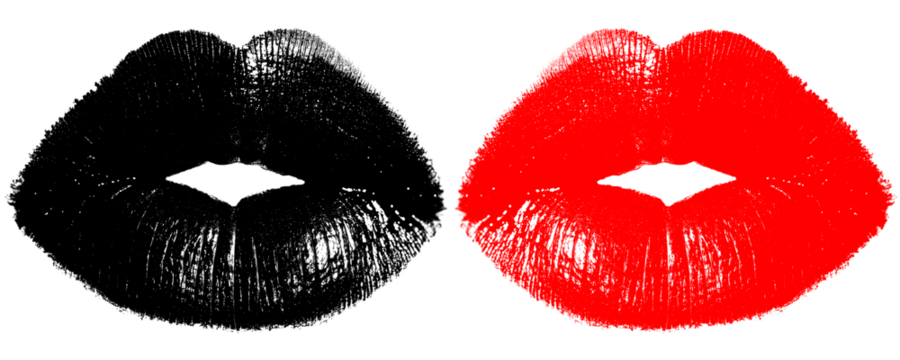 Realistic Black and Red Lip Print Impression Isolated on a Transparent or White Background