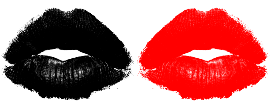 Black and Red Lip Print With Bold Lipstick Mark Realistic Detailed Texture Isolated on a Transparent or White Background - Powered by Adobe