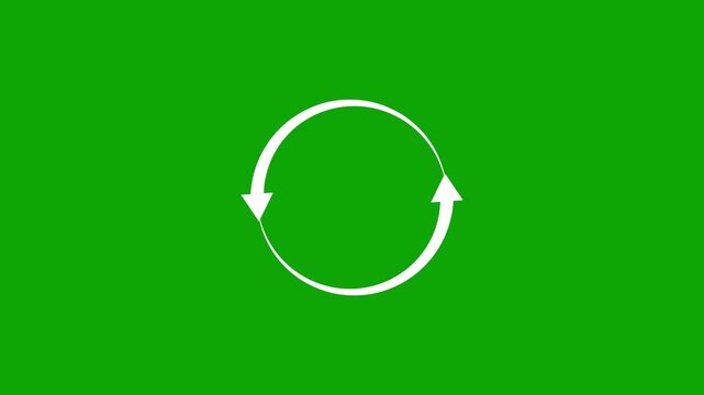 Rotating circle arrows neon bright white color animation 4k video.