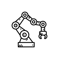 Robotic Arm Industrial Automation Technology Line Art Icon With Transparent Background