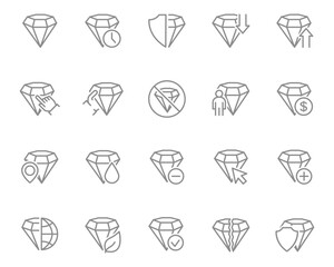 Diamond set icons. Mystical, esoteric, magic crystals. Vector illustration.