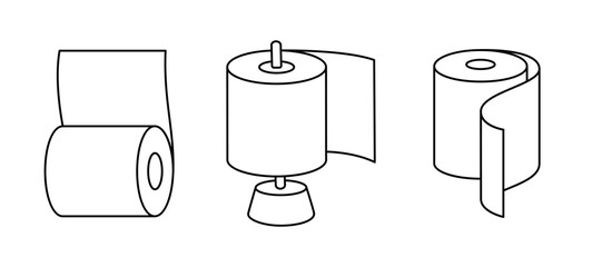 Paper napkins outline symbols. Toilet papers, napkins, wipes and other hygiene products. Vector illustration