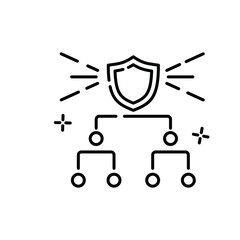 Shield Icon Symbolizing Security Protection and Hierarchical Structure on Transparent Background Clean Outline Design
