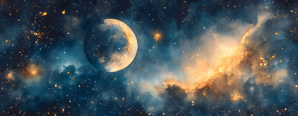 Celestial Moonscape A Luminous Dreamscape of Space and Light