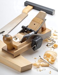Woodworking tools and wood shavings