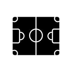Simple Black and White Soccer Field Icon on Transparent Background with Clean Lines and Symmetry