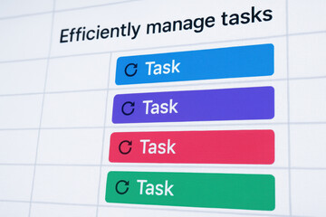 Efficient task management interface with task buttons arranged in list for streamlined productivity and organized workflow