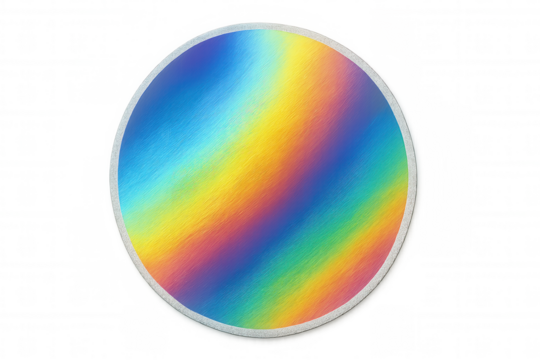 Circular rainbow gradient spectrum creating an abstract colorful textured background on transparent