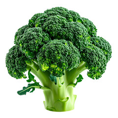 Lush, fresh broccoli head isolated against black background, showing detailed texture