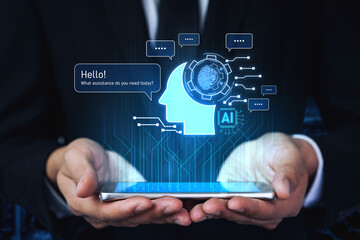 Conversational AI assistant enhances chatbot interaction. AI assistant supports queries, answers instantly, AI assistant improves experience, and AI assistant drives engagement. Vouch