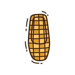 Simple Cartoon Drawing Of A Sleeping Bag With A Plaid Pattern In Yellow And Brown Colors On A White Background