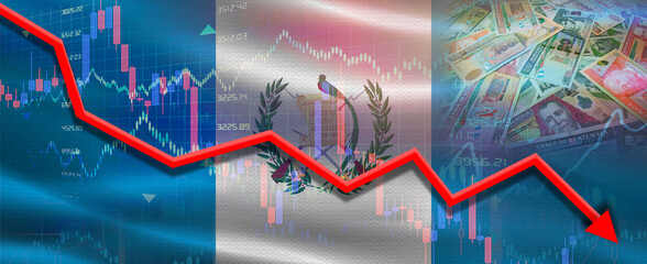Obraz premium Guatemala financial crisis on economic graph. Financial fall of Guatemala on economy market