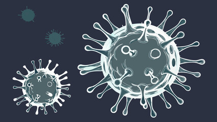 Microscopic Virus Illustration Medical Research Science Background Viral Infection Graphic Healthcare Concept Cell Structure Microbiology Image Infectious Disease Pathogen Representation.