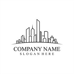 This business graph icon vector illustration shows a finance chart over a cityscape