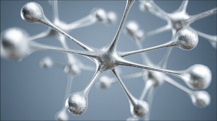 Molecular structure with multiple spheres representing the central node in a network of content and information flow