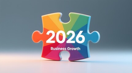 Colorful 2026 Puzzle Piece Text for Business Growth