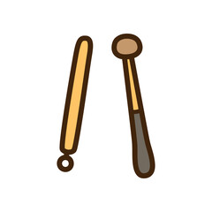 Simple Hand Drawn Cartoon Drumsticks Isolated On White Background With Transparent Background For Easy Use