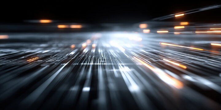 Fototapeta Abstract digital network with glowing lines, representing connectivity, data flow, and futuristic technology