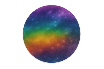 Colorful space galaxy nebula circle on transparent background with vibrant rainbow starfield
