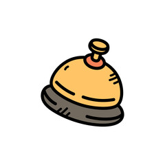 Illustration of a Service Bell with Golden Dome and Red Button Against Transparent Background