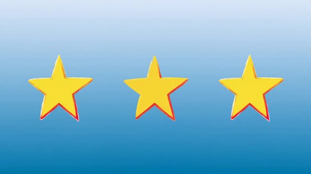 A clean 2D vector animation featuring a horizontal row of yellow or golden five-point stars moving smoothly across the frame. The minimalist decorative background forms a continuous loop on a blue gra