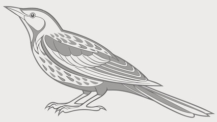 Fototapeta premium Stylized Bird Illustration Monochrome Avian Design Grey Bird Drawing Nature Artwork Bird Vector Graphic Wildlife Sketch Ornithology Illustration Feather Detail Bird Silhouette Elegant Bi.